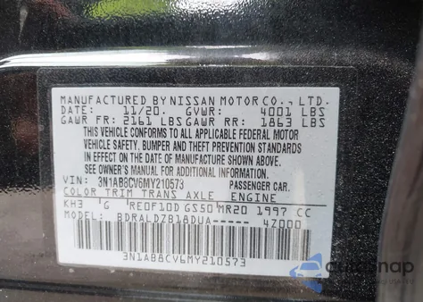 2021 Nissan Sentra Sv Xtronic Cvt z USA, uszkodzony, nr VIN 3N1AB8CV6MY210573